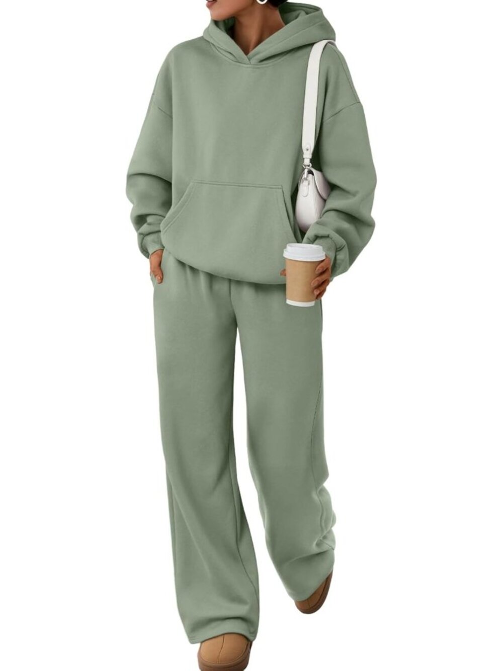 Chic Women's Oversized Hoodie & Wide Leg Pants 2-Piece Lounge Set - Trendy